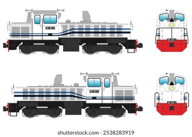 Locomotive Diesel Vector Illustration Set 16