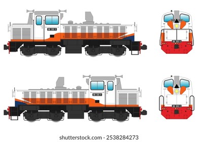 Locomotive Diesel Vector Illustration Set 17