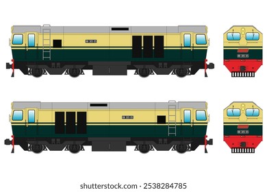 Locomotive Diesel Vector Illustration Set 18