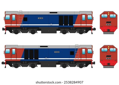 Locomotive Diesel Vector Illustration Set 19