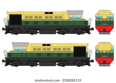 Locomotive Diesel Vector Illustration Set 20