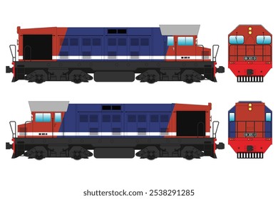 Locomotive Diesel Vector Illustration Set 21