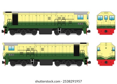 Locomotive Diesel Vector Illustration Set 23