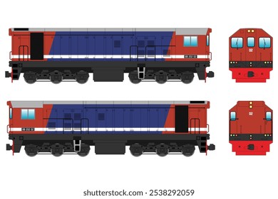 Locomotive Diesel Vector Illustration Set 24