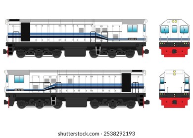 Locomotive Diesel Vector Illustration Set 25