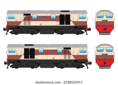 Locomotive Diesel Vector Illustration Set 27