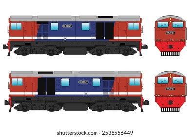 Locomotive Diesel Vector Illustration Set 28