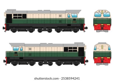 Locomotive Diesel Vector Illustration Set 29