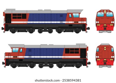 Locomotive Diesel Vector Illustration Set 32