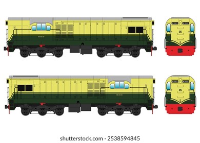 Locomotive Diesel Vector Illustration Set 33