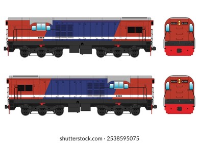 Locomotive Diesel Vector Illustration Set 34