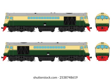 Locomotive Diesel Vector Illustration Set 36