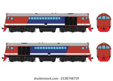 Locomotive Diesel Vector Illustration Set 37