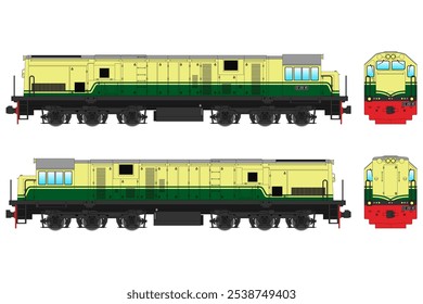 Locomotive Diesel Vector Illustration Set 39