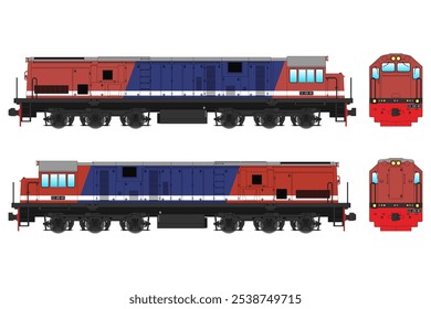 Locomotive Diesel Vector Illustration Set 40