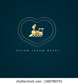 locomotive - gold logo. vintage train logo concept