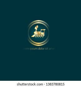 Locomotive - Gold Logo. Vintage Train Logo Concept