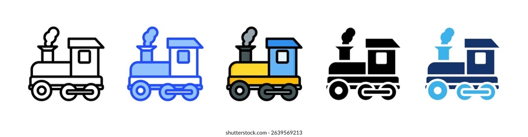Locomotive Icon Collection With Multiple Styles