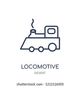 Locomotive icon. Locomotive linear symbol design from Desert collection. Simple outline element vector illustration on white background.