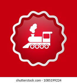 locomotive icon on glossy button, vector illustration