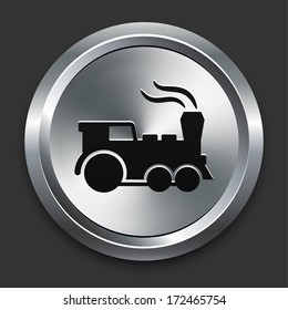 Locomotive Icon on Metallic Button Collection