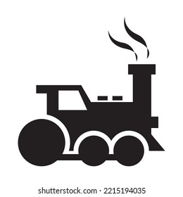 Locomotive icon vector design template in black color isolated sign on white background