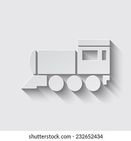 Locomotive icon . Vector illustration. with shadow on a grey background