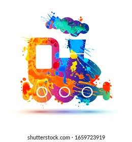 locomotive icon. Vector symbol of splash paint