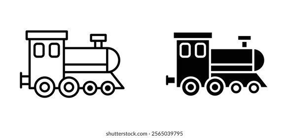 Locomotive icons in outline and fill. vector illustration for ui.