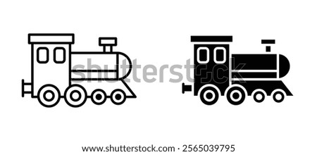 Locomotive icons in outline and fill. vector illustration for ui.