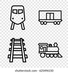 Locomotive icons set. set of 4 locomotive outline icons such as train, cargo wagon, locomotive