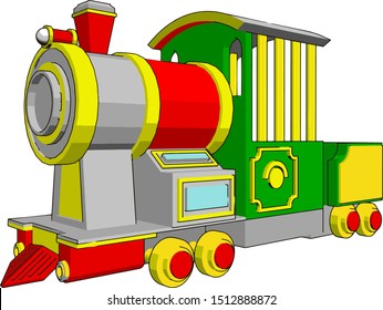 Locomotiva, ilustração, vetor sobre fundo branco.