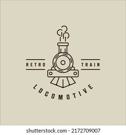 Locomotive Line Art Logo Vector Simple Minimalist Illustration Template Icon Graphic Design. Retro Or Vintage Train Sign Or Symbol For Transportation Concept