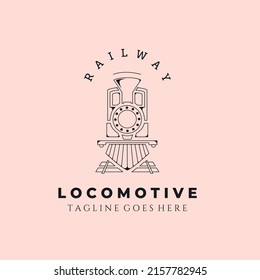 locomotive line art vector logo symbol illustration design, old train logo design