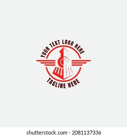 locomotive logo design with wings