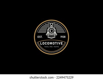 Locomotive logo illustration, vintage style emblem