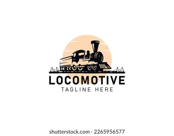 Locomotive logo illustration, vintage style emblem