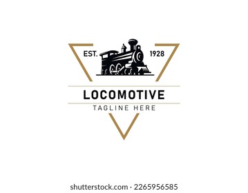 Locomotive logo illustration, vintage style emblem