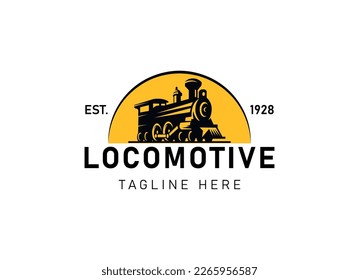 Locomotive logo illustration, vintage style emblem