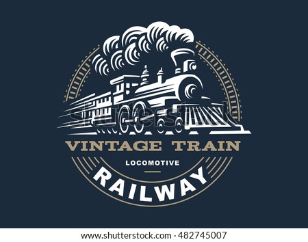 Locomotive logo illustration, vintage style emblem