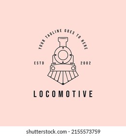 Locomotive Logo Line Art Vector Symbol Illustration Design, Old Train Logo Design