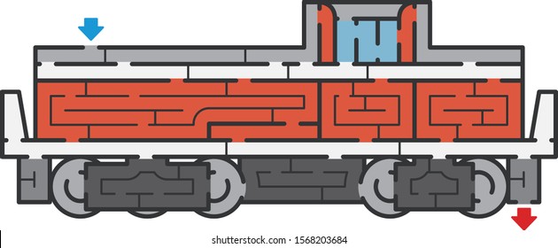Locomotive maze. It is suitable for brain training.