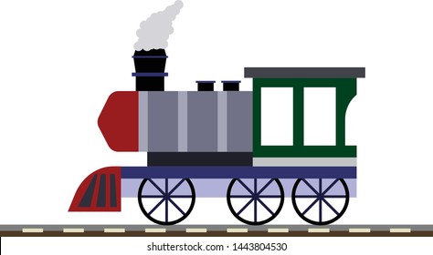 Locomotive on tracks - flat design