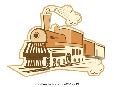 Locomotive On White.Vector