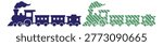 Locomotive with passenger wagons, smoke stack engine, railway transport, transportation icon.