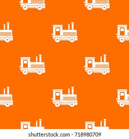 Locomotive pattern repeat seamless in orange color for any design. Vector geometric illustration