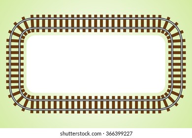 Locomotive Railroad Top View Track Frame Rail Transport Background Border With Place For Text Banner Illustration 