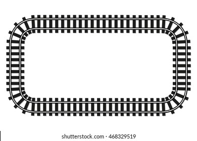 Locomotive Railroad Top View Track Frame Rail Transport Background Border With Place For Text Banner Illustration