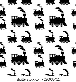 Locomotive seamless pattern on white. Vector illustration.