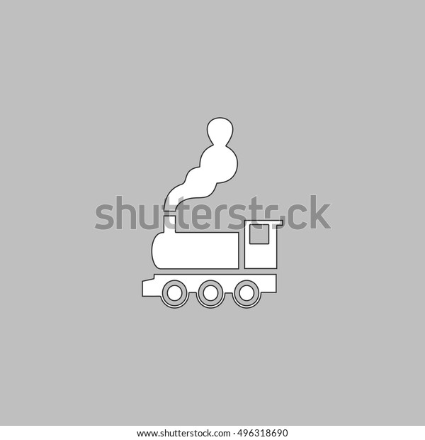 locomotive Simple line\
vector button. Thin line illustration icon. White outline symbol on\
grey background